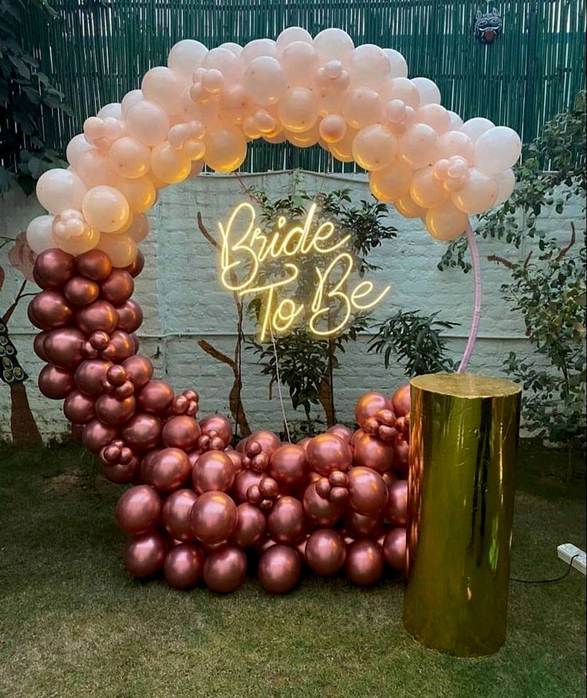 Modern Rose Gold Balloon Arch Bridal Shower Decor With Neon Bride To Be Sign - Bride to be by ARV Decor thumbnail 2
