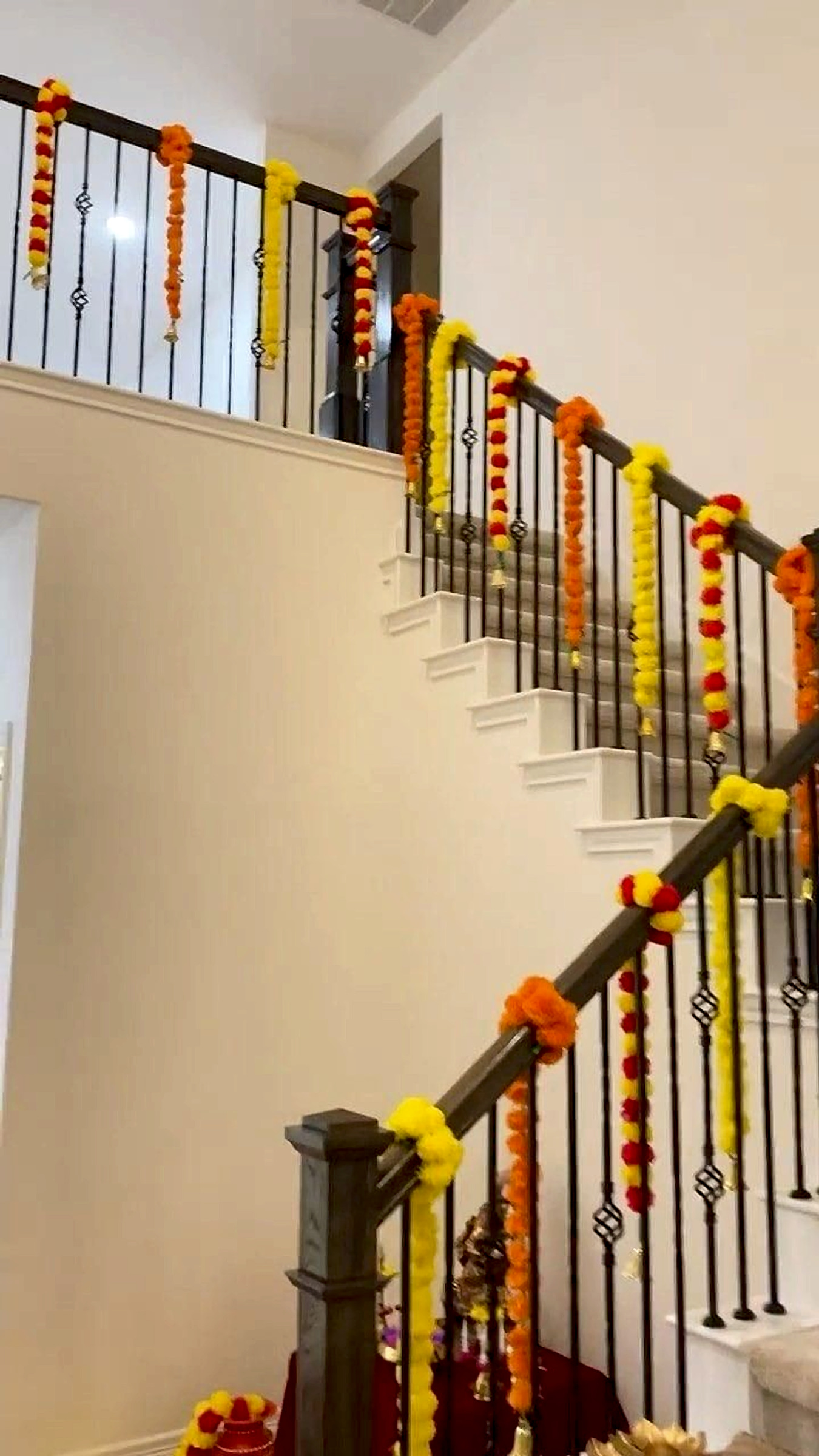 Traditional Yellow And Orange Floral Garland Decoration For Home Festival Staircase - Housewarming by ARV Decor thumbnail 2