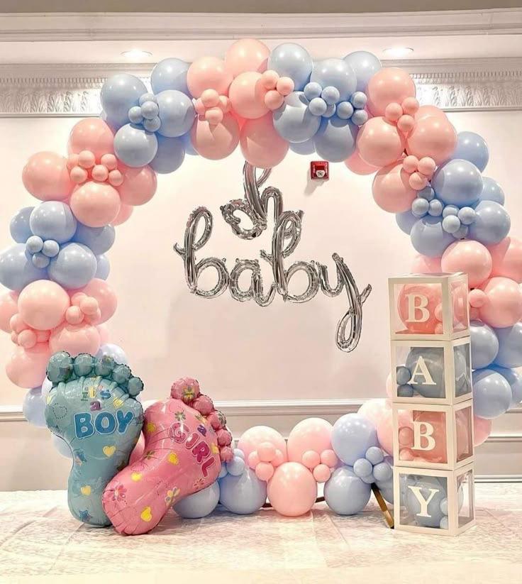 Oh Baby Pink & Blue Baby Shower Arch – welcome baby decoration by ARVDecor