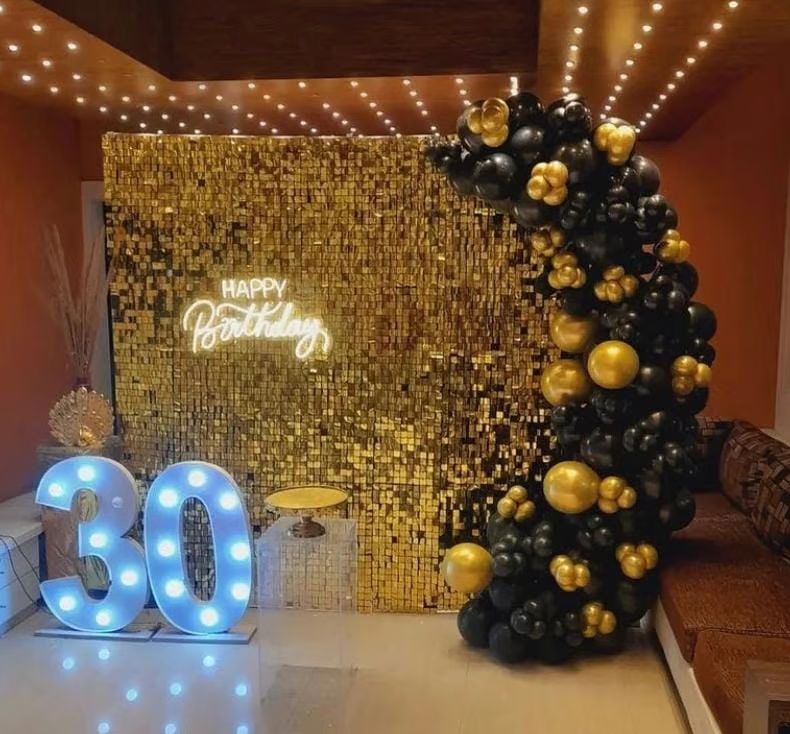 Black & Gold Shimmer 30th Birthday Decoration – birthday decoration by ARVDecor