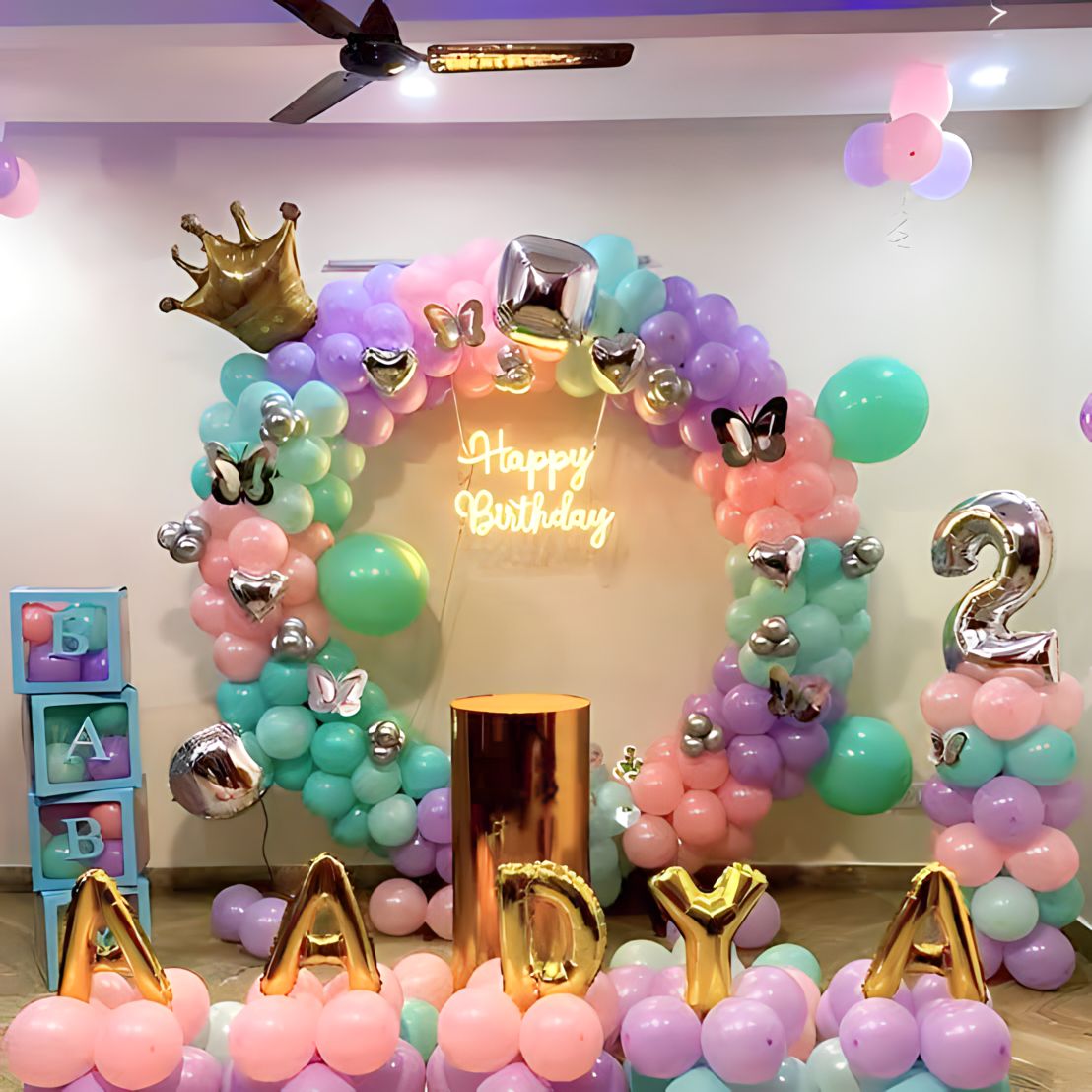 Pastel Crown Ring Birthday Decoration – birthday decoration by ARVDecor