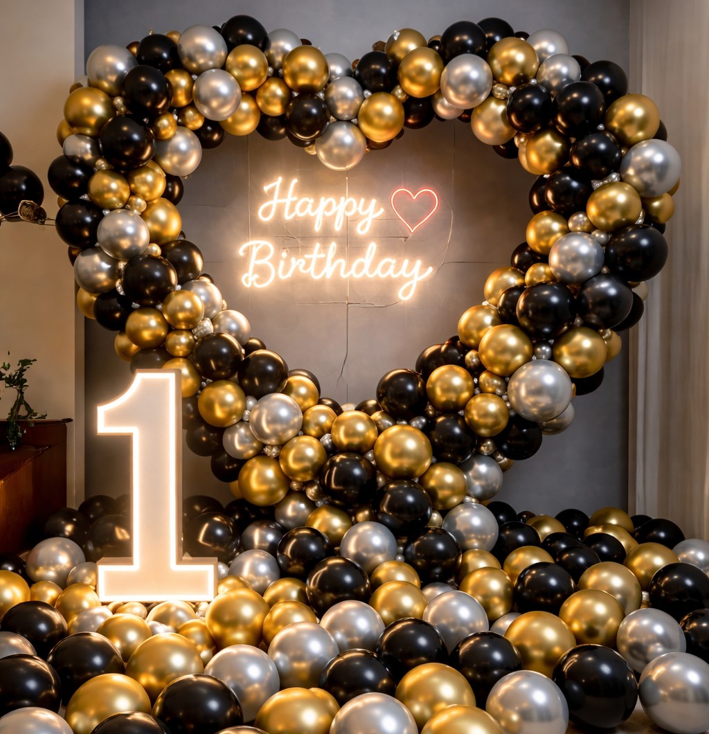 Golden Heart Anniversary Ring Decoration – anniversary room decoration by ARVDecor