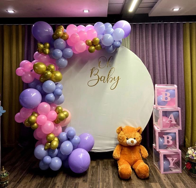 Oh Baby Purple & Pink Round Baby Shower – welcome baby decoration by ARVDecor