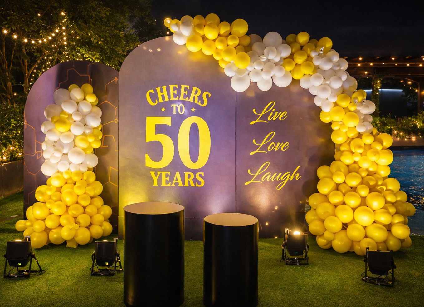 50th Birthday Yellow Panel Decoration – birthday decoration by ARVDecor