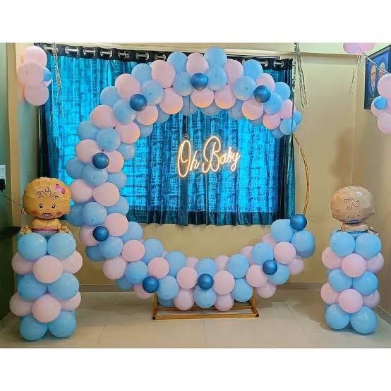 Oh Baby Blue & Pink Ring Setup – welcome baby decoration by ARVDecor