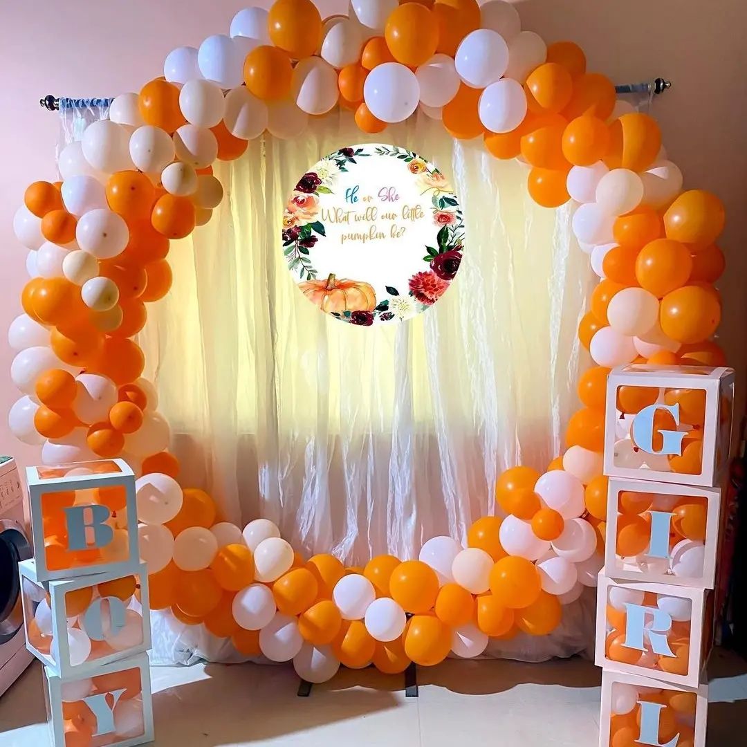 Pumpkin Theme Baby Shower Ring – welcome baby decoration by ARVDecor