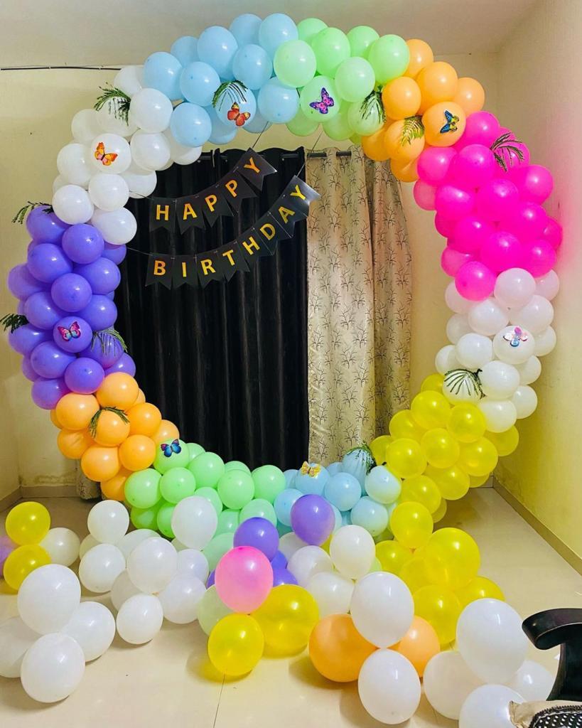 Rainbow Ring Balloon Setup – balloon and flower decoration by ARVDecor