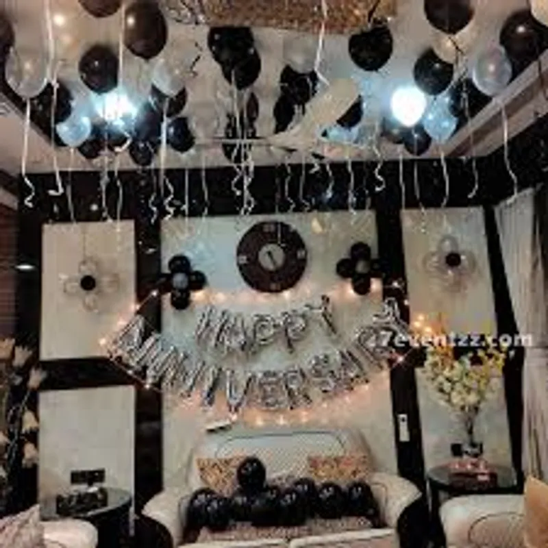 Black & Silver Room Anniversary Decoration