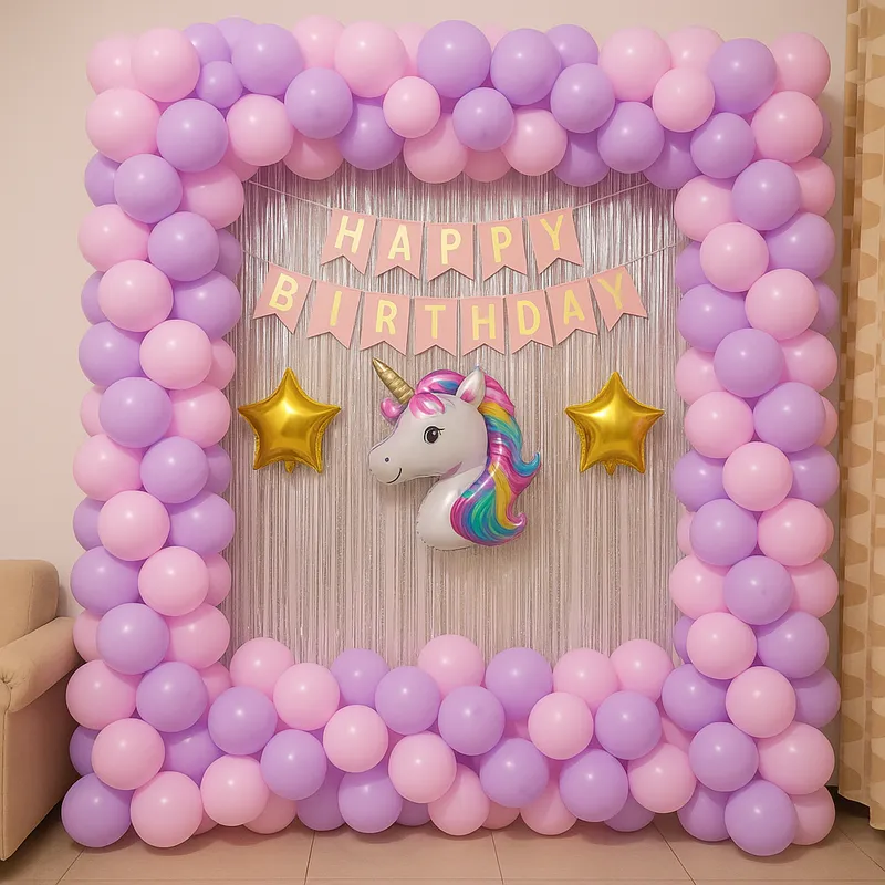 Unicorn Square Arch – balloon and flower decoration by ARVDecor