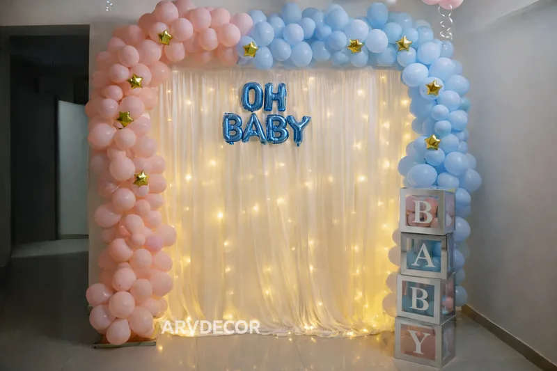 Classic Pink & Blue Baby Shower Arch – welcome baby decoration by ARVDecor