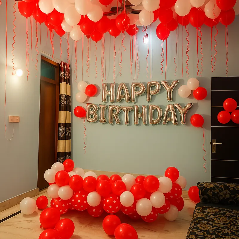 Red & White Birthday Room – birthday decoration by ARVDecor