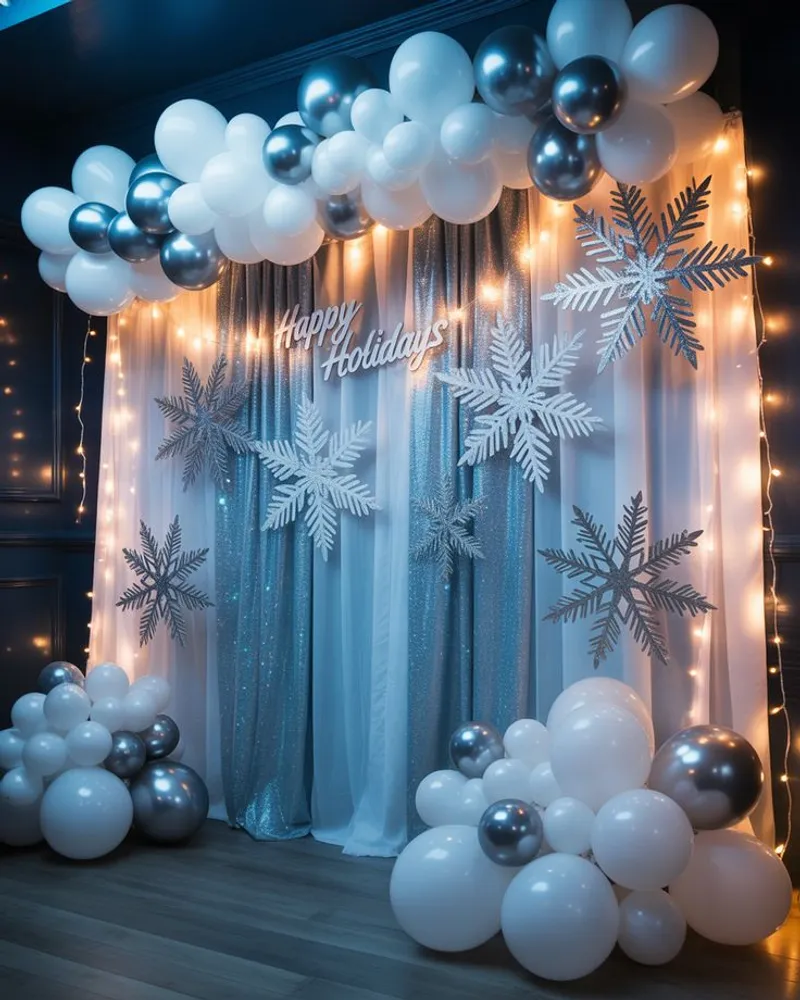 Winter Snowflake Theme – balloon and flower decoration by ARVDecor
